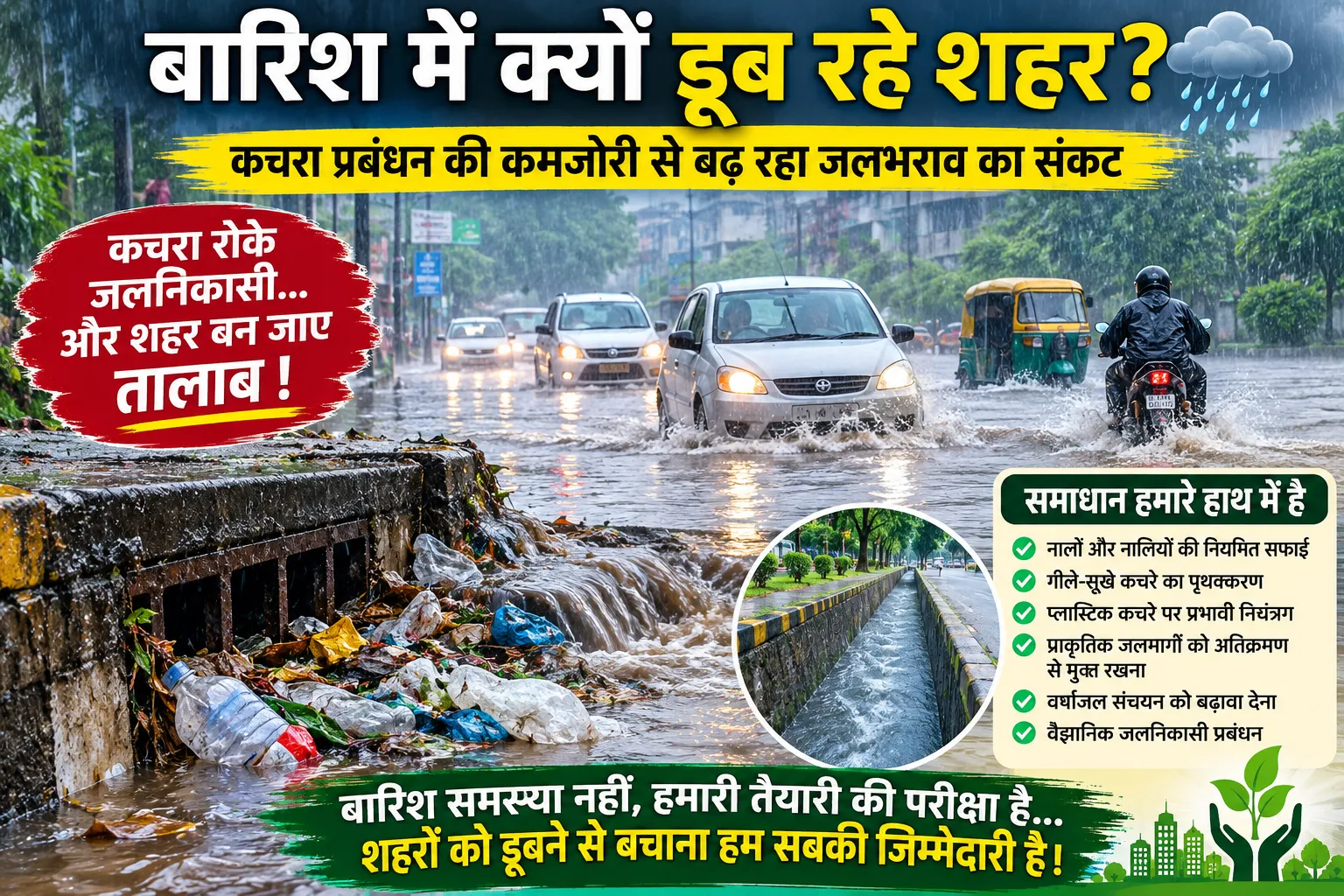 बारिश में क्यों डूब रहे शहर?
कचरा प्रबंधन की कमजोरी से बढ़ रहा जलभराव का संकट